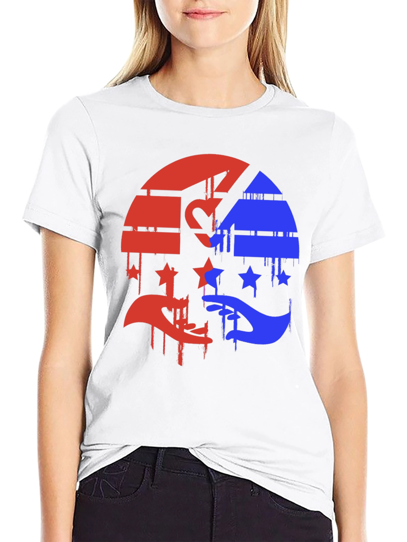 Red & Blue Graphic Tee - Abstract Design