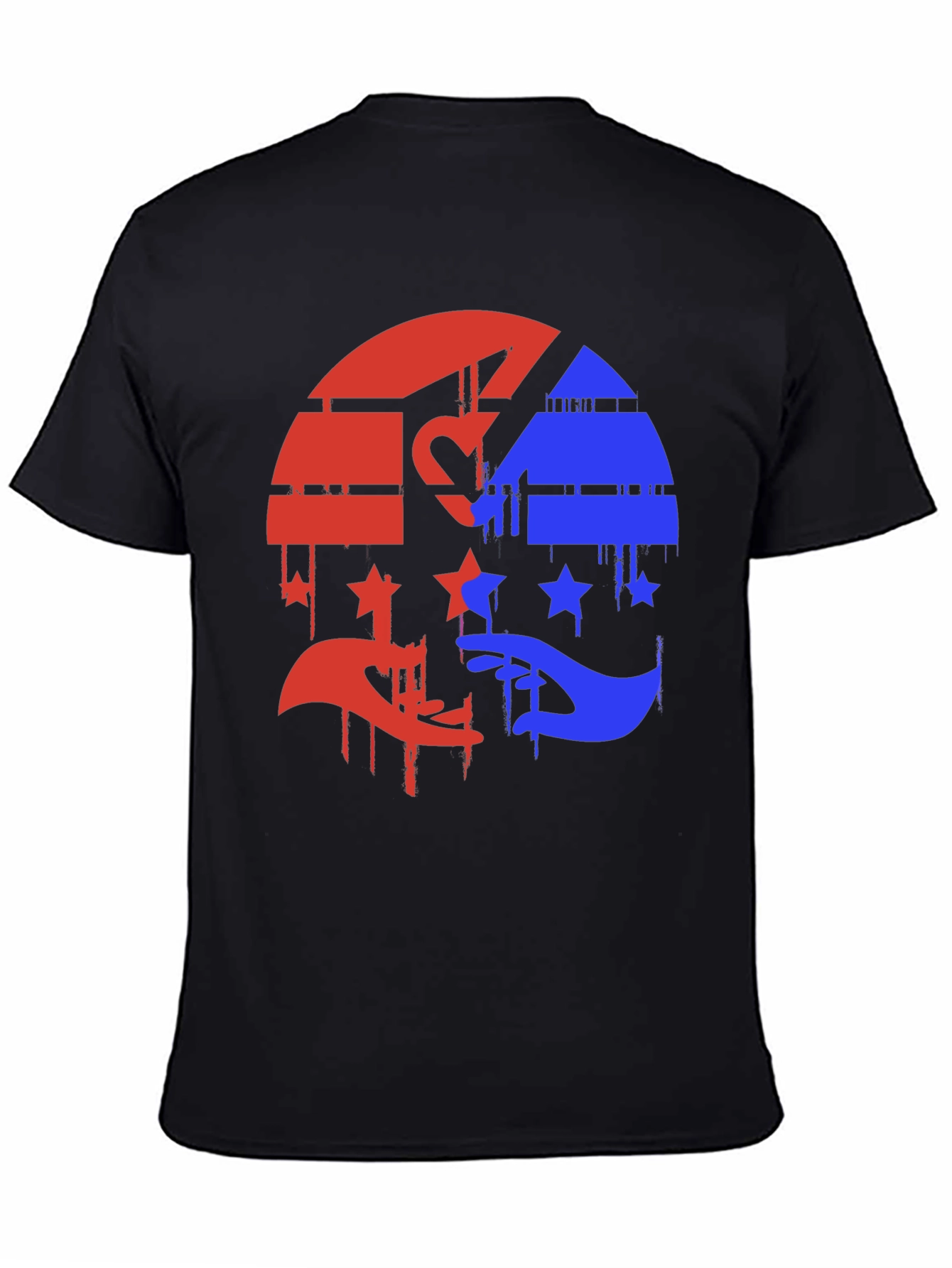 Red & Blue Graphic Tee - Abstract Design