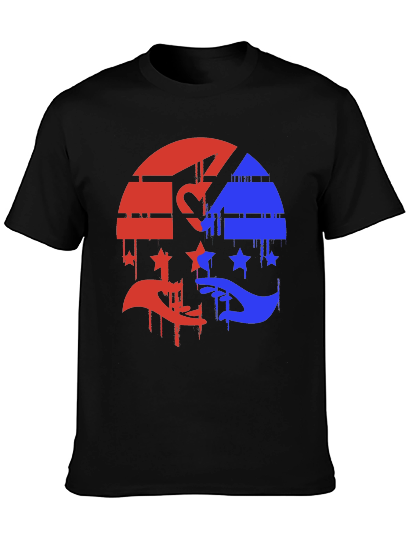 Red & Blue Graphic Tee - Abstract Design