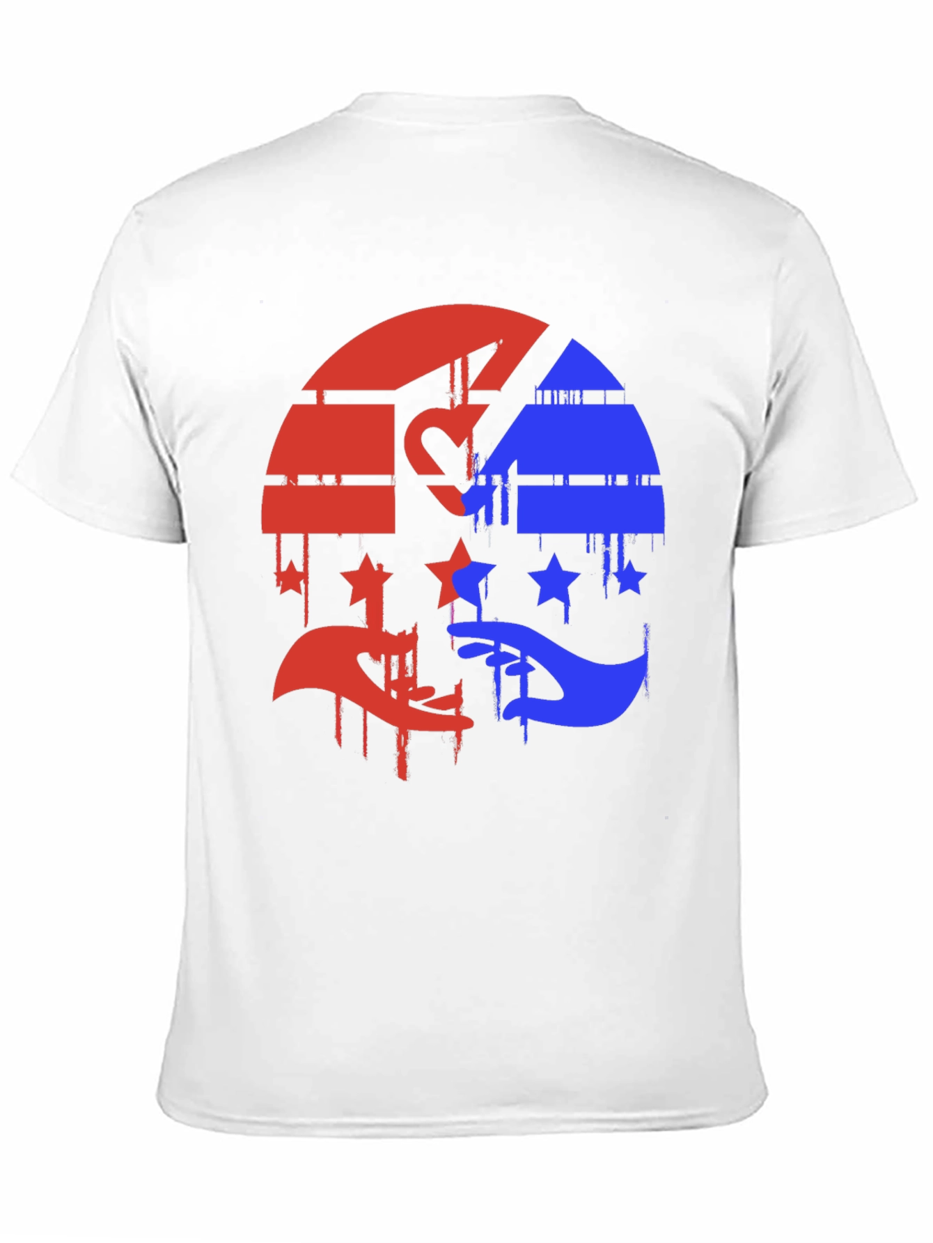 Red & Blue Graphic Tee - Abstract Design