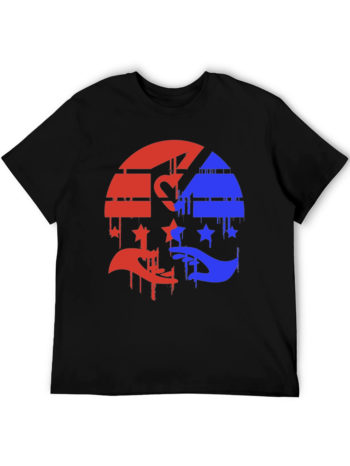 Red & Blue Graphic Tee - Abstract Design
