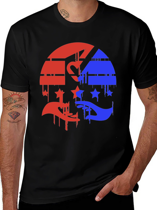 Red & Blue Graphic Tee - Abstract Design