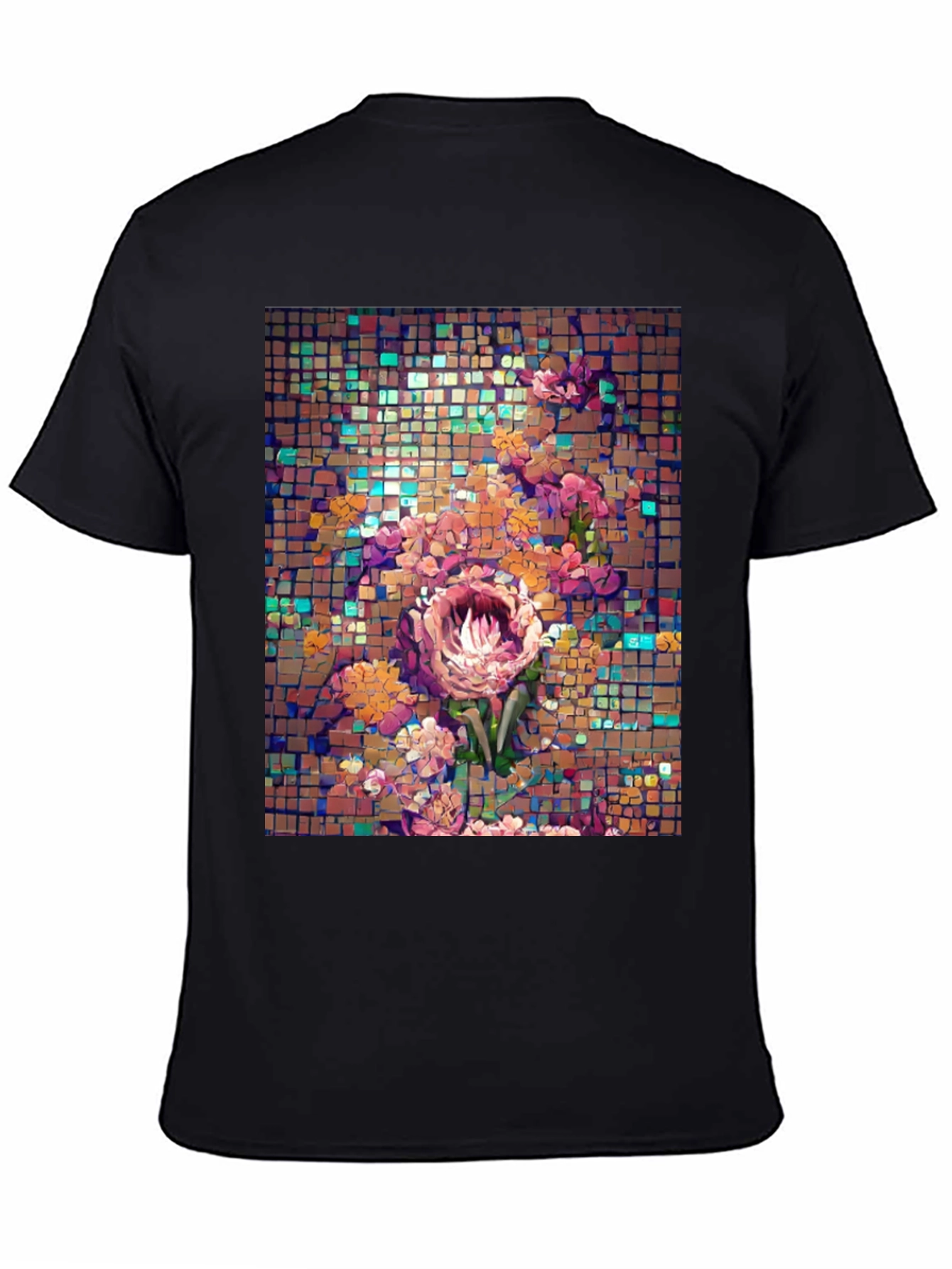 Floral Mosaic T-Shirt - Unique Artistic Design