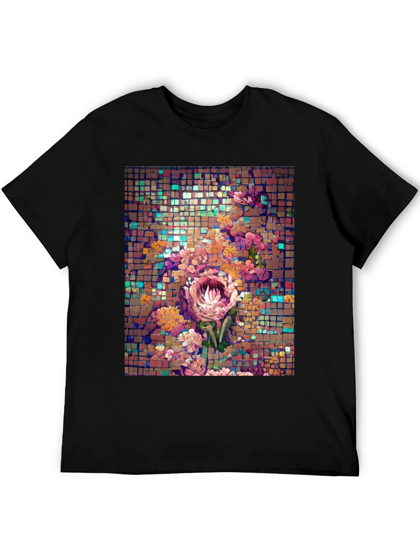 Floral Mosaic T-Shirt - Unique Artistic Design