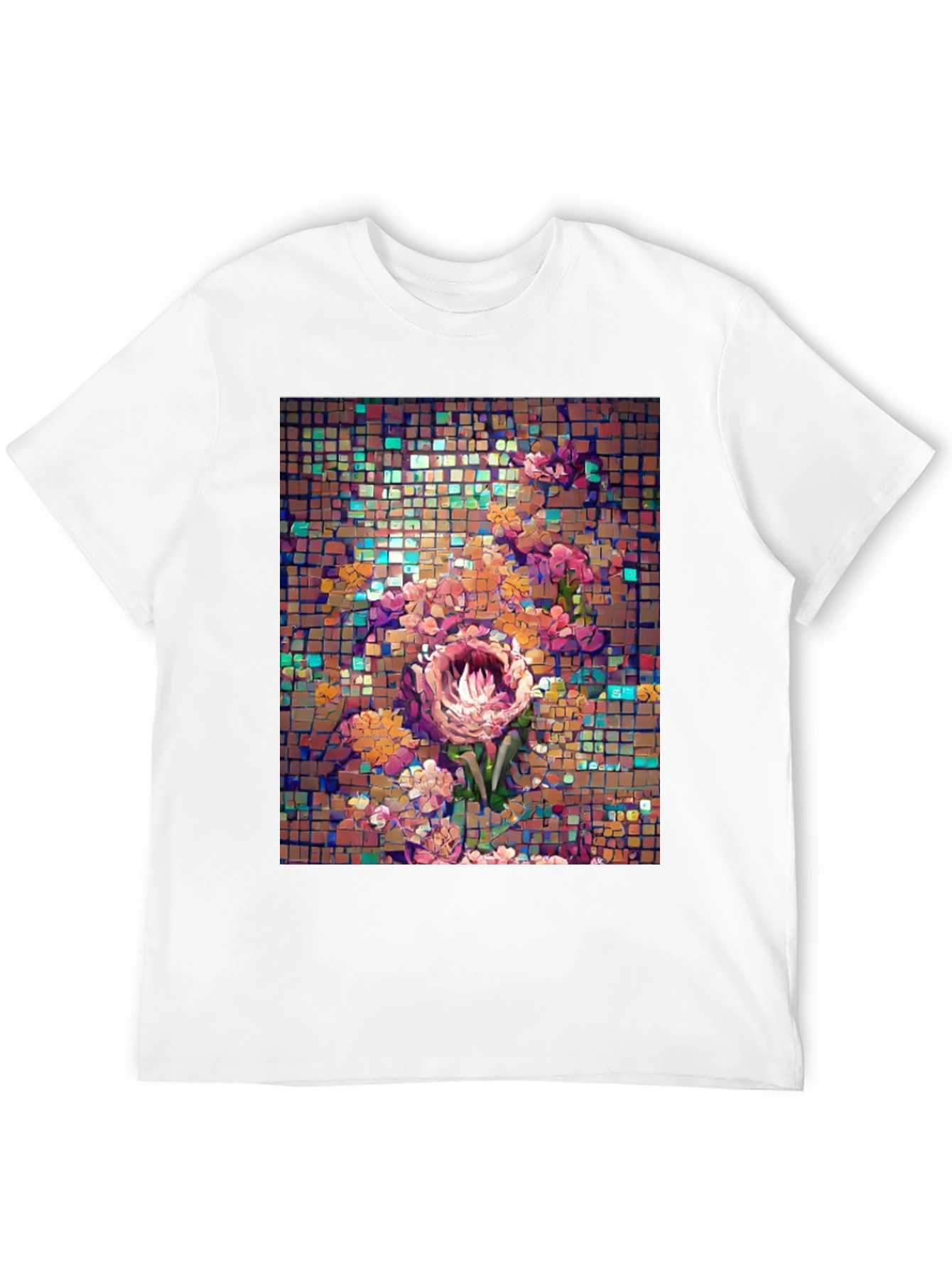 Floral Mosaic T-Shirt - Unique Artistic Design