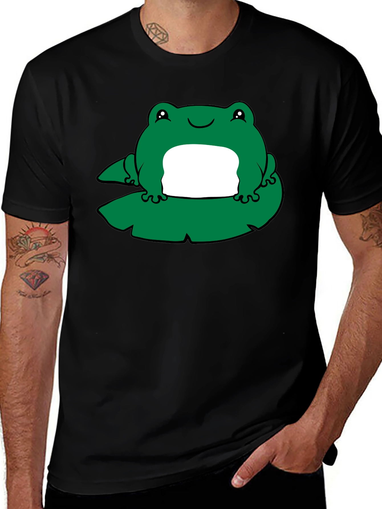 Frog on Lily Pad Graphic Tee - Black