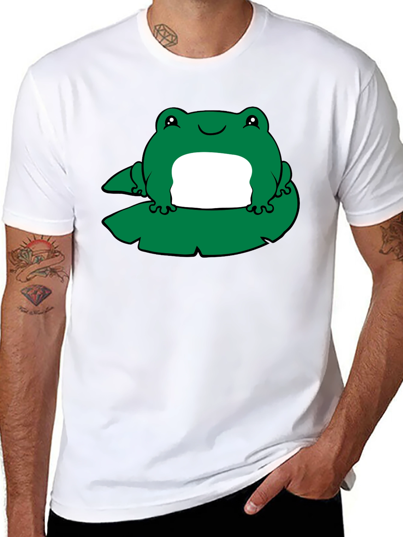 Frog on Lily Pad Graphic Tee - Black
