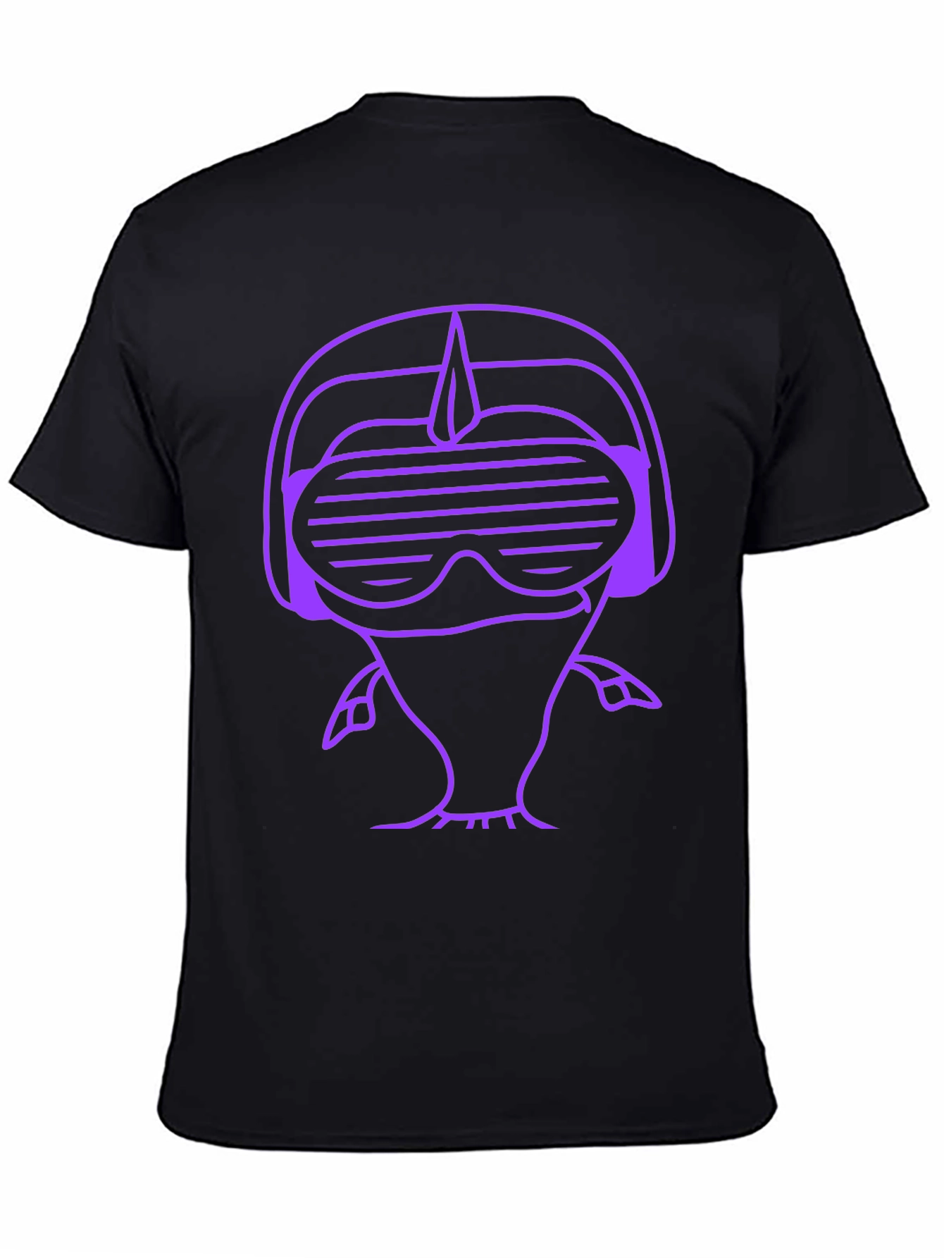 Retro Gamer Purple Graphic Print Black T-Shirt