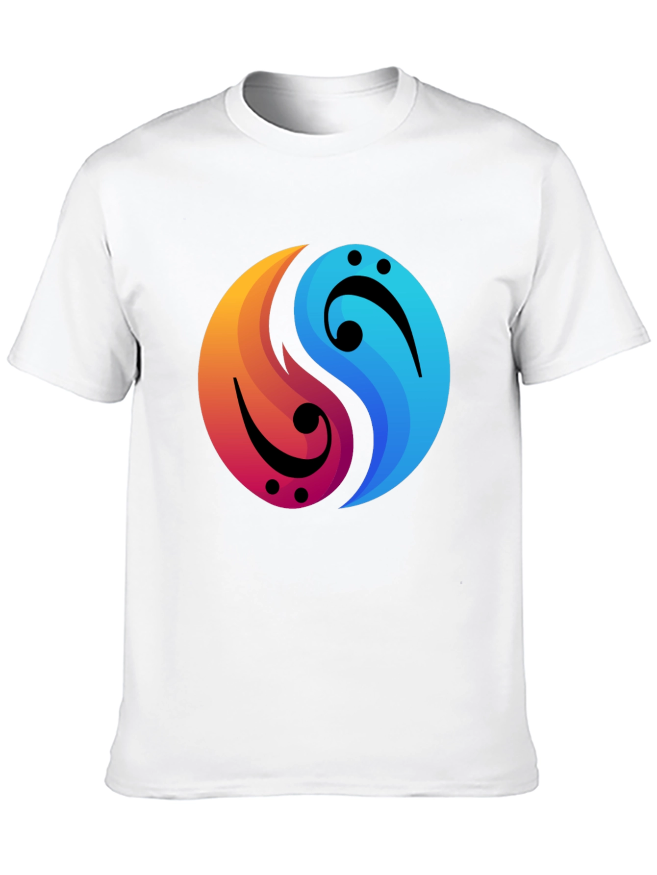 Yin Yang Music Note Graphic Tee - Black