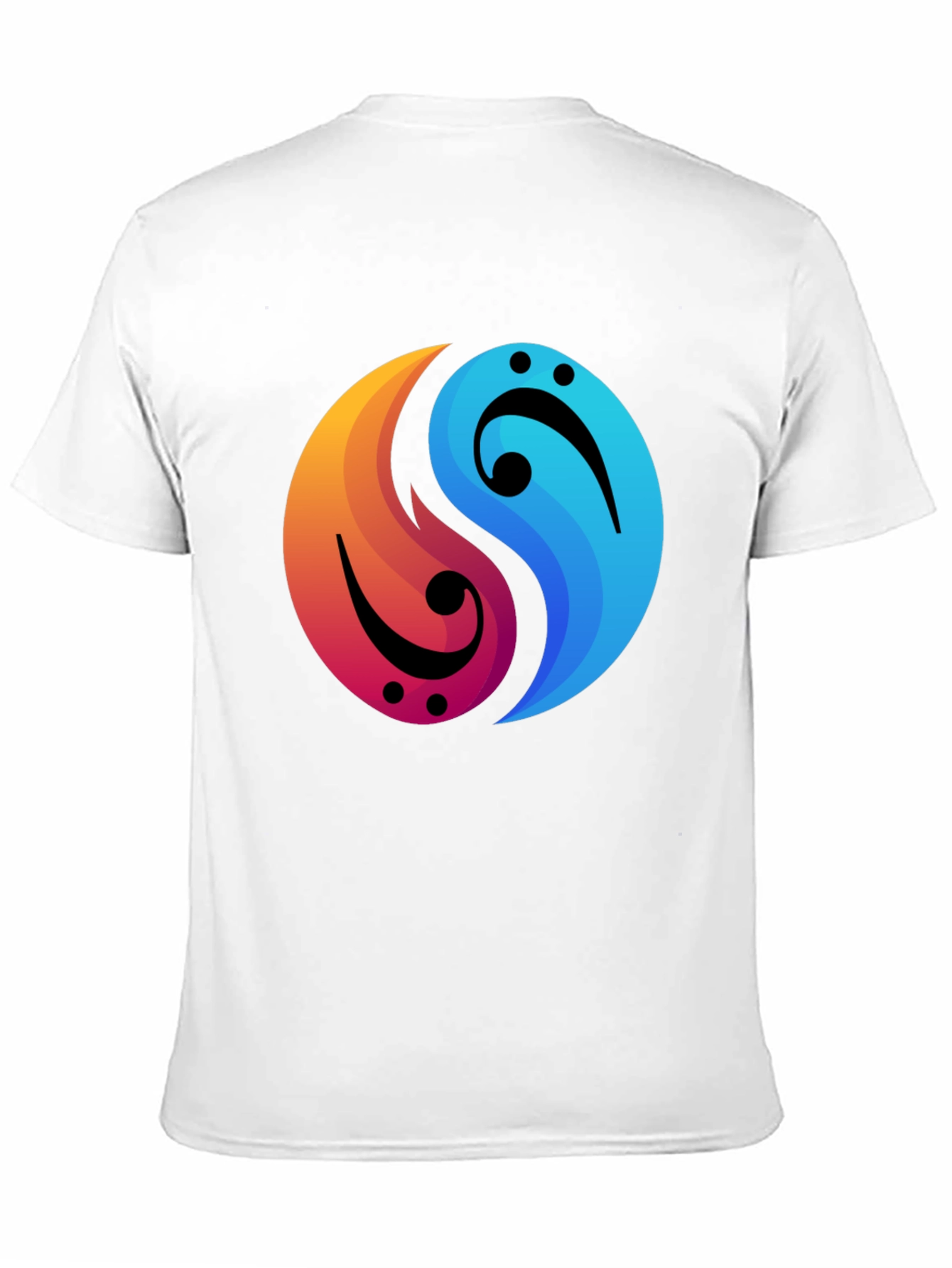 Yin Yang Music Note Graphic Tee - Black