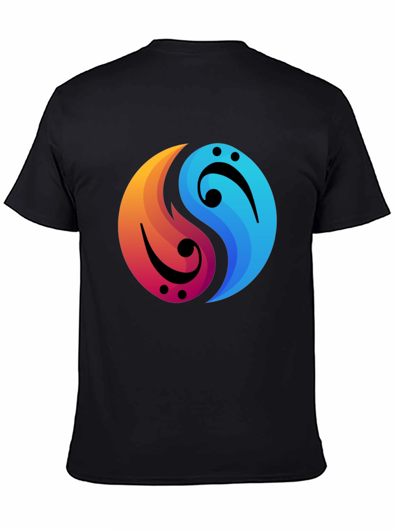 Yin Yang Music Note Graphic Tee - Black