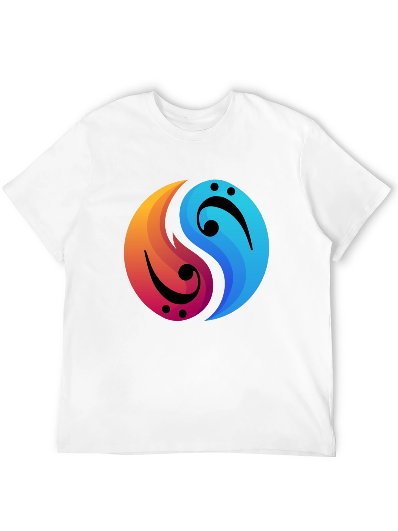 Yin Yang Music Note Graphic Tee - Black
