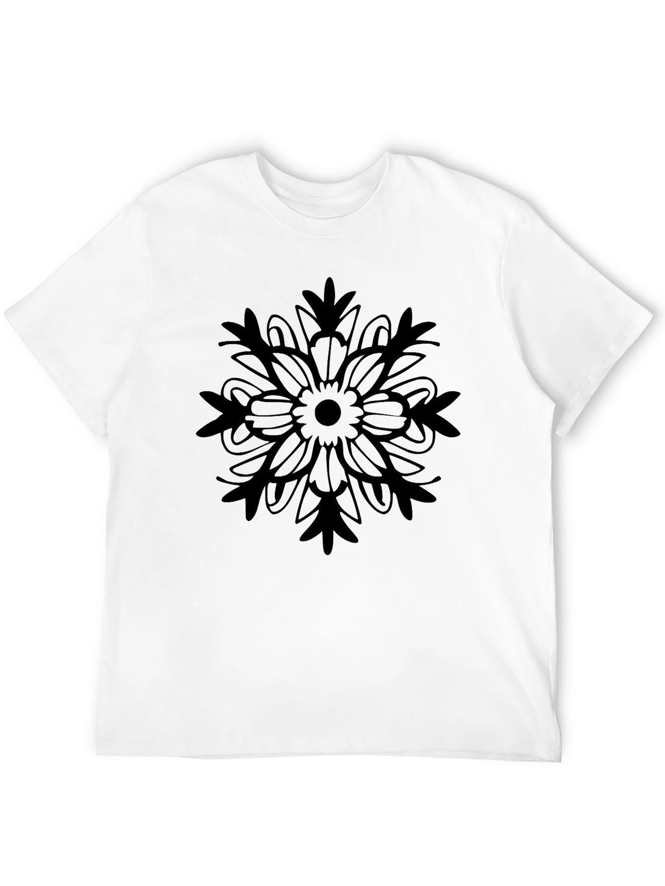 Black Tee with Floral Mandala Design