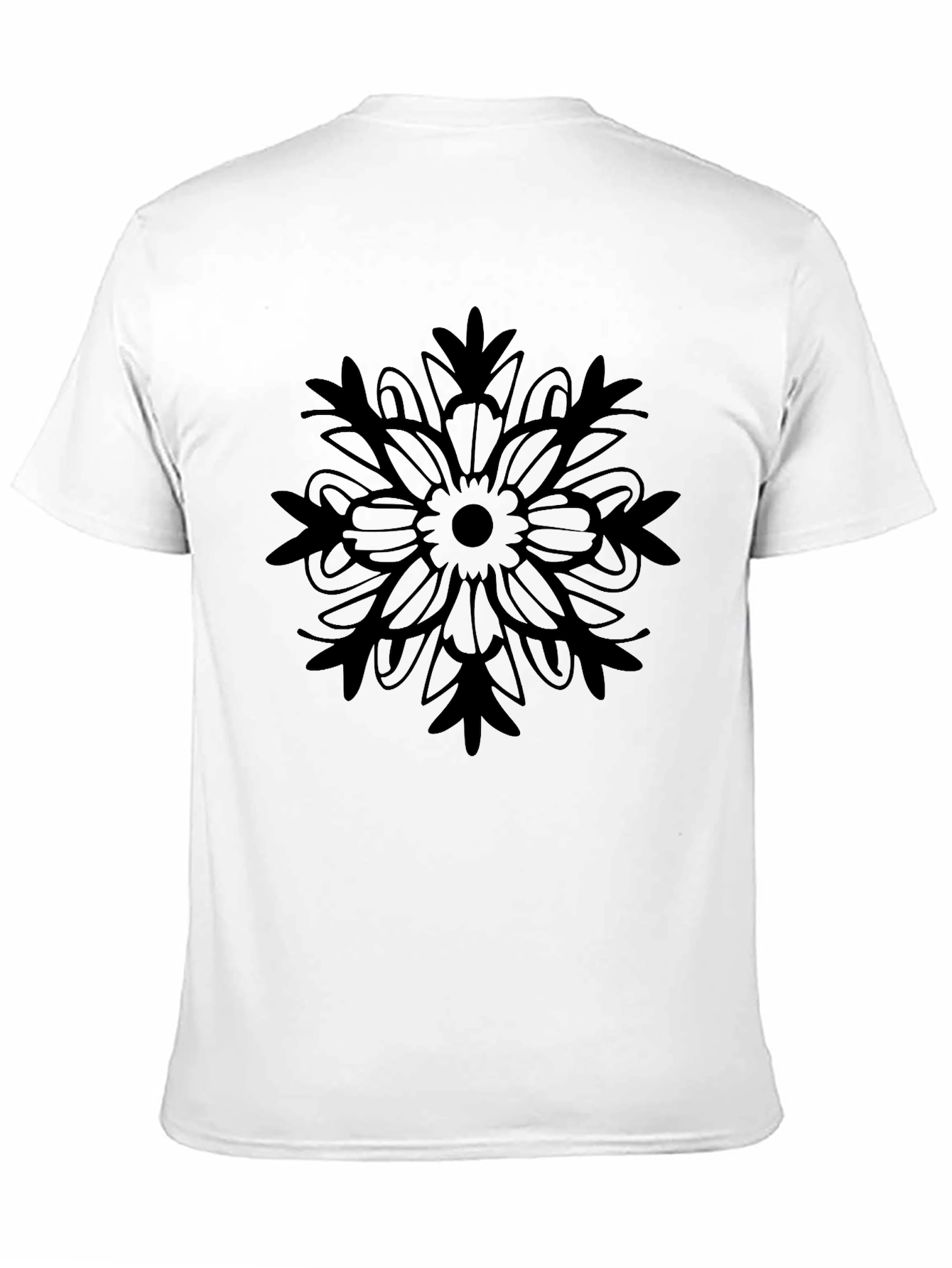 Black Tee with Floral Mandala Design