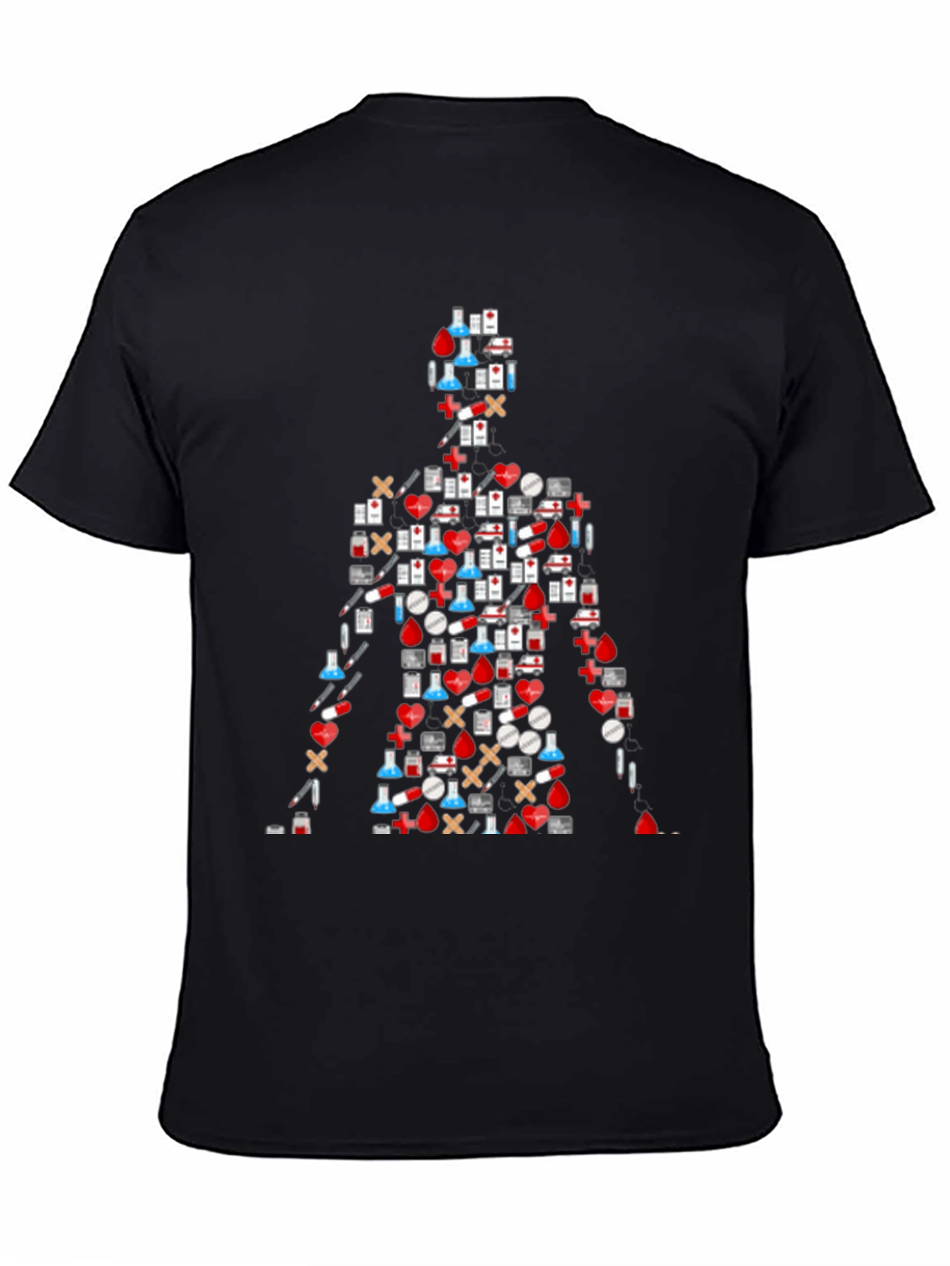 Medical Symbol Graphic T-Shirt - Black Casual Tee