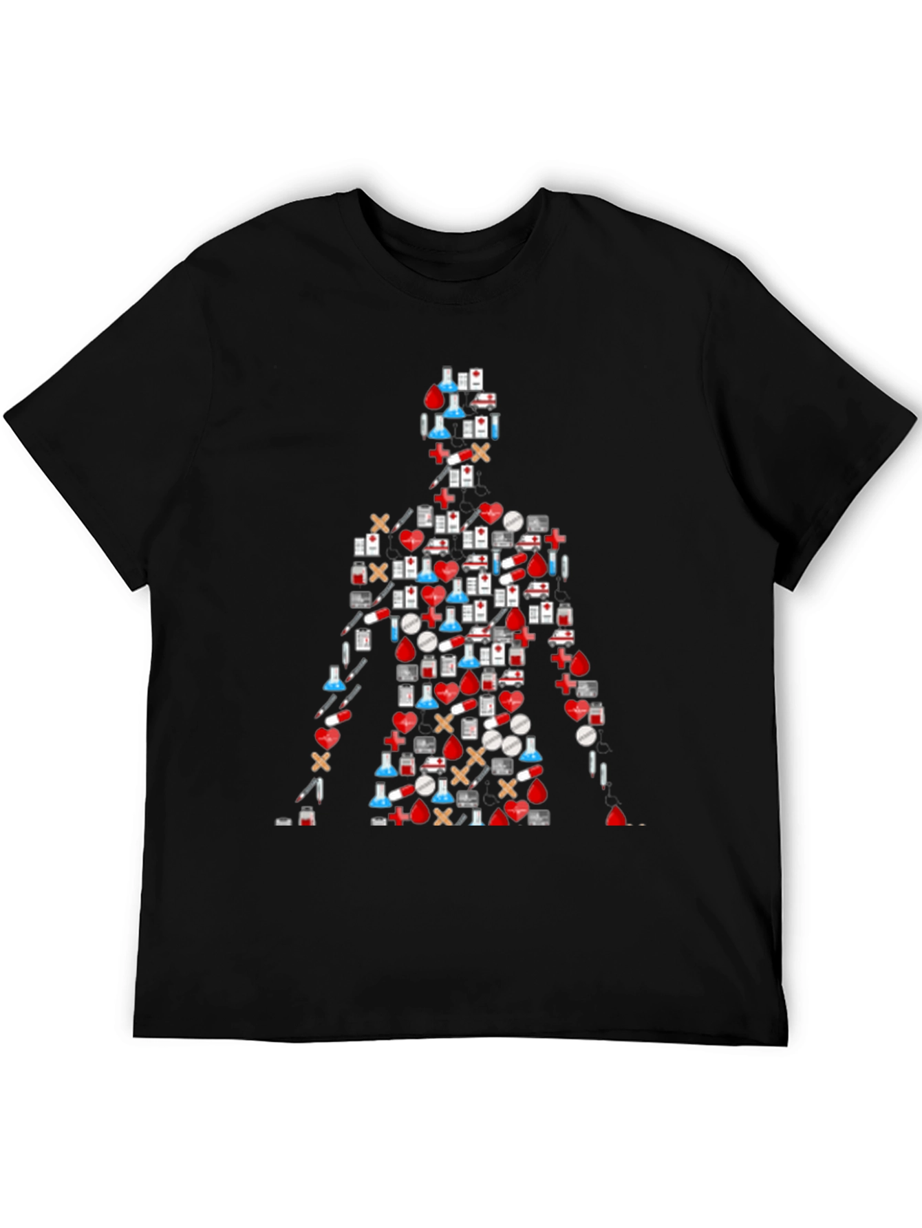 Medical Symbol Graphic T-Shirt - Black Casual Tee