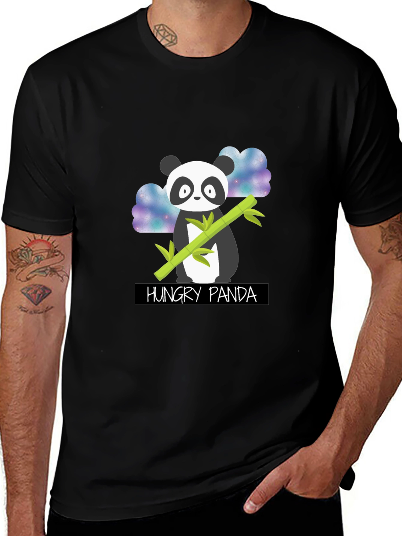 Hungry Panda Graphic T-Shirt - Black Cotton Tee