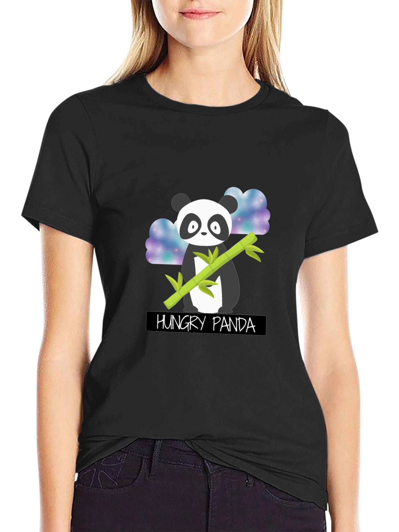 Hungry Panda Graphic T-Shirt - Black Cotton Tee