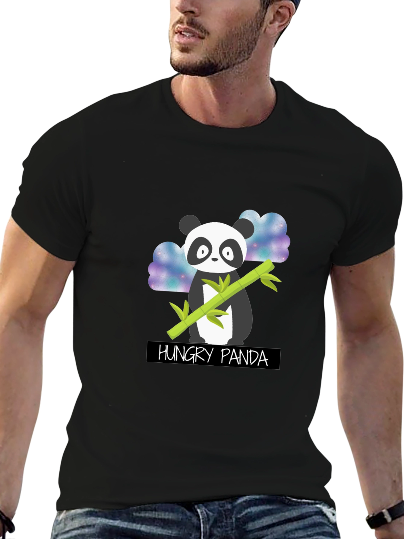 Hungry Panda Graphic T-Shirt - Black Cotton Tee