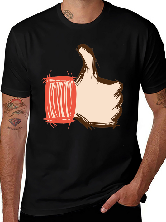 Thumbs Up Graphic Print Tee - Black