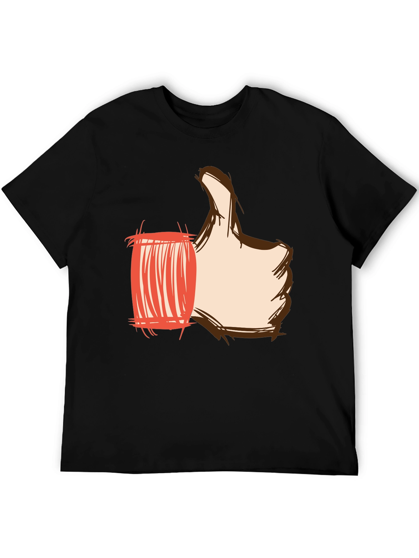 Thumbs Up Graphic Print Tee - Black