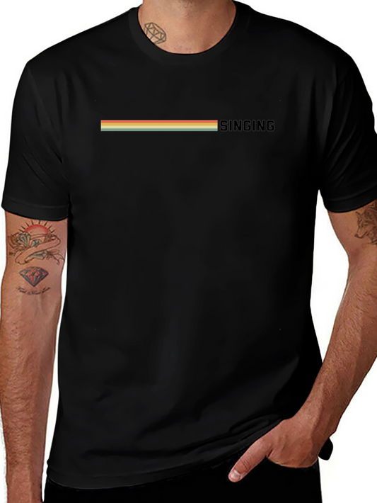 Retro Singing T-Shirt - Vintage Stripe Design