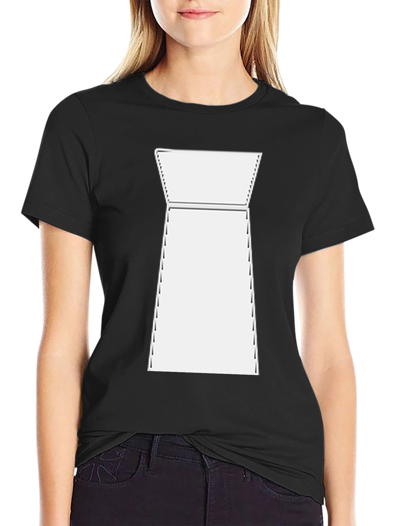 Modern White Shape on Black T-Shirt