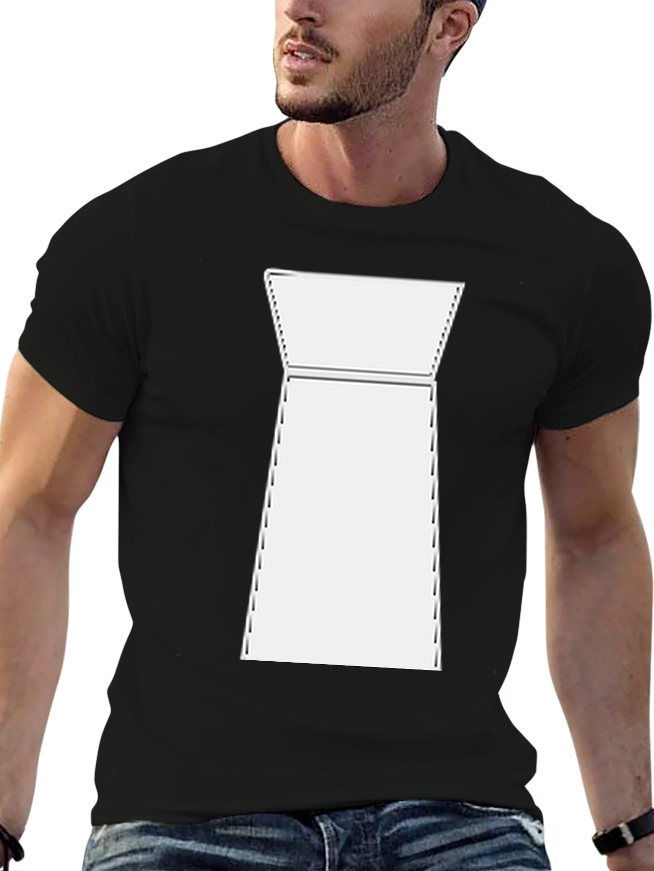 Modern White Shape on Black T-Shirt