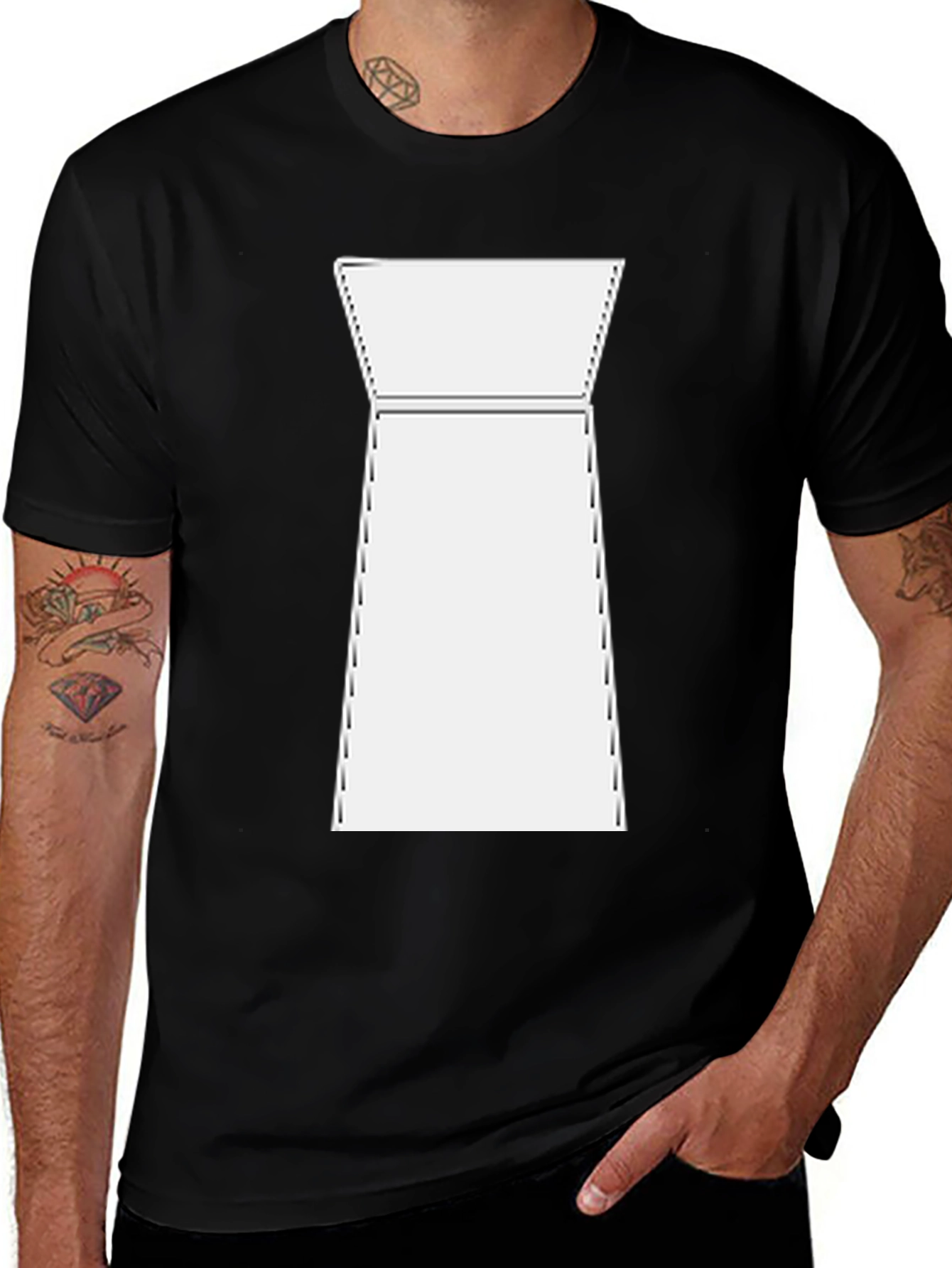 Modern White Shape on Black T-Shirt