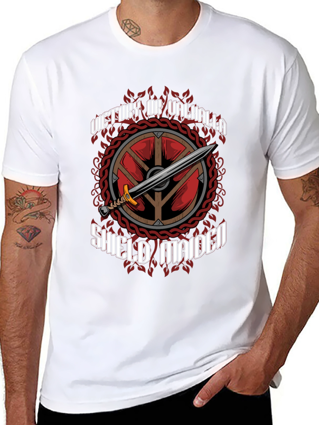 Victory or Valhalla Shield Maiden Viking T-Shirt