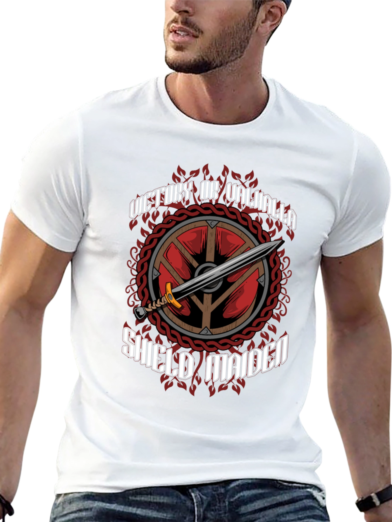 Victory or Valhalla Shield Maiden Viking T-Shirt