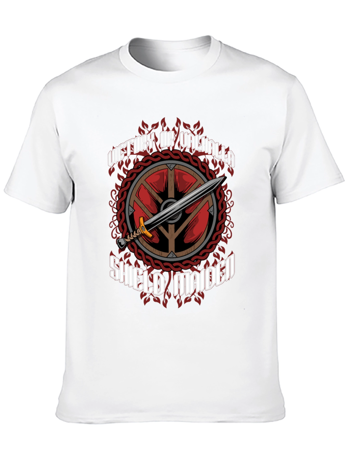 Victory or Valhalla Shield Maiden Viking T-Shirt