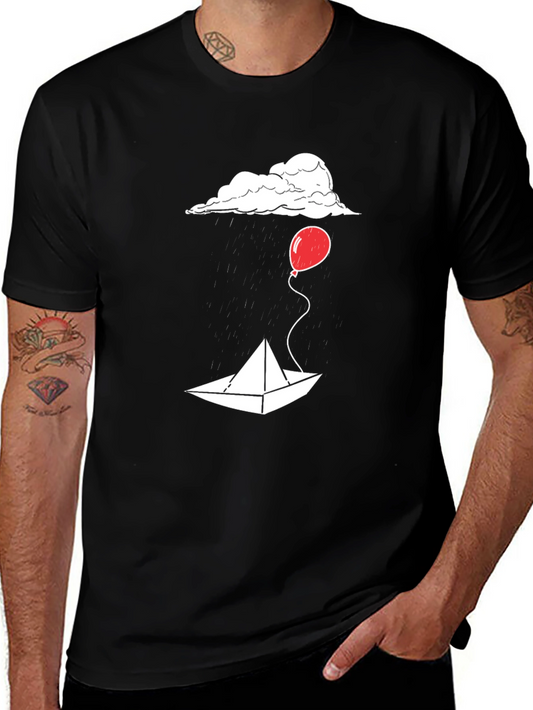Creepy Cloud Paper Boat T-Shirt - Horror Film Fan Tee