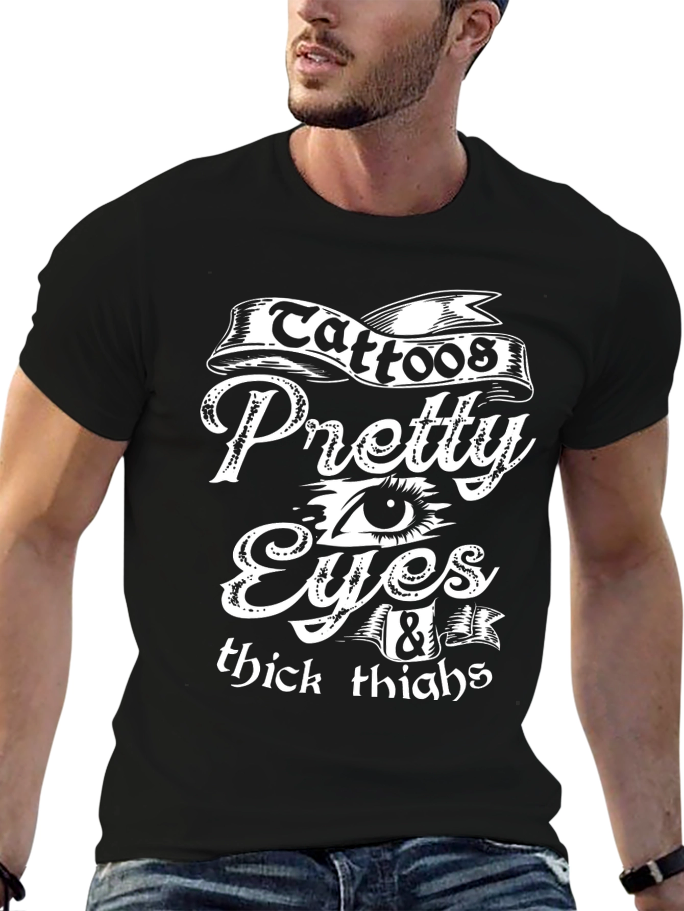 Tattoos Pretty Eyes & Thick Thighs Graphic T-Shirt