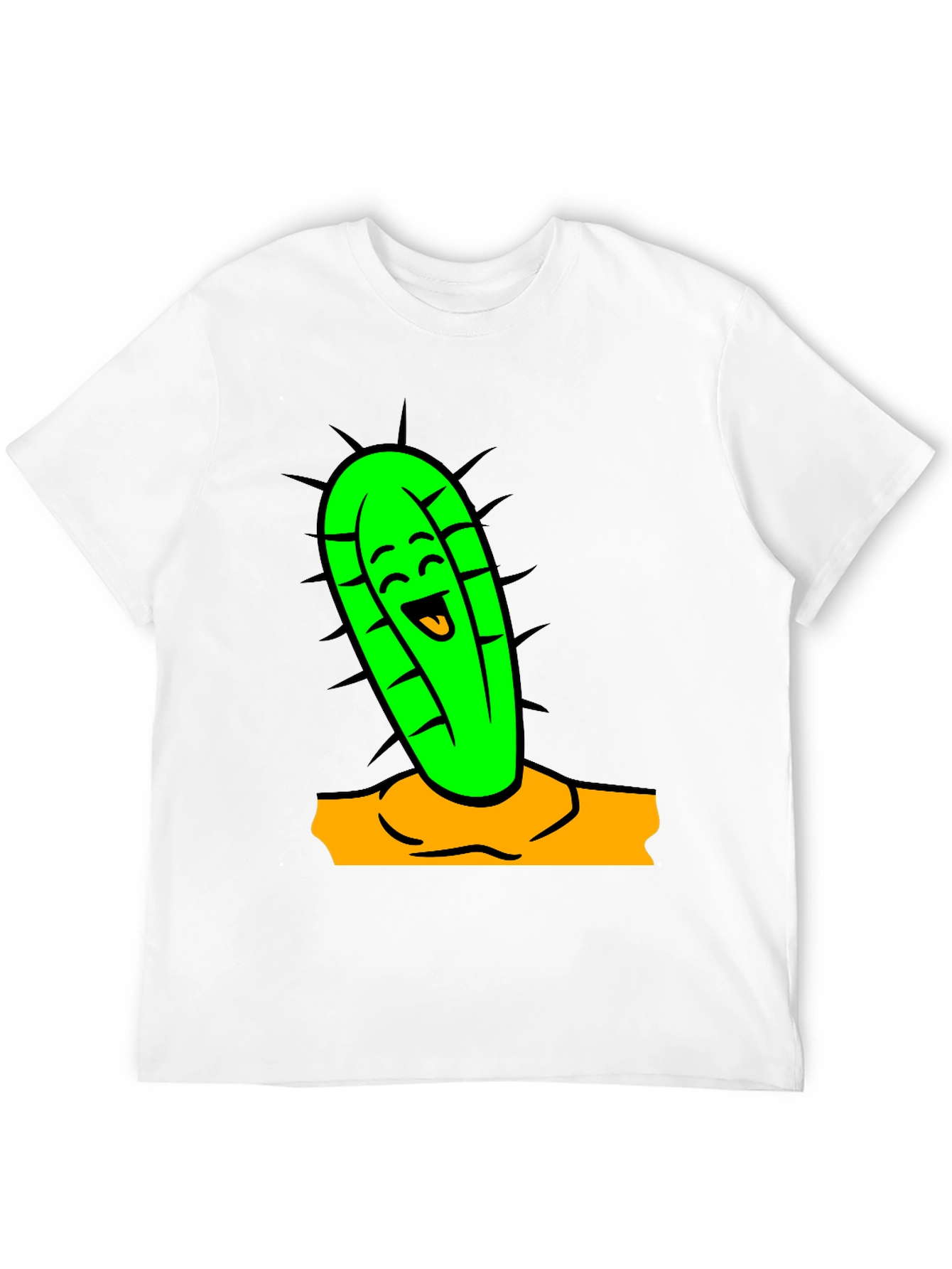 Funny Cactus Cartoon Graphic Tee - Black