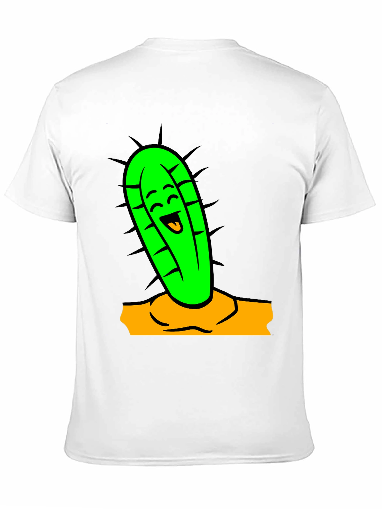 Funny Cactus Cartoon Graphic Tee - Black