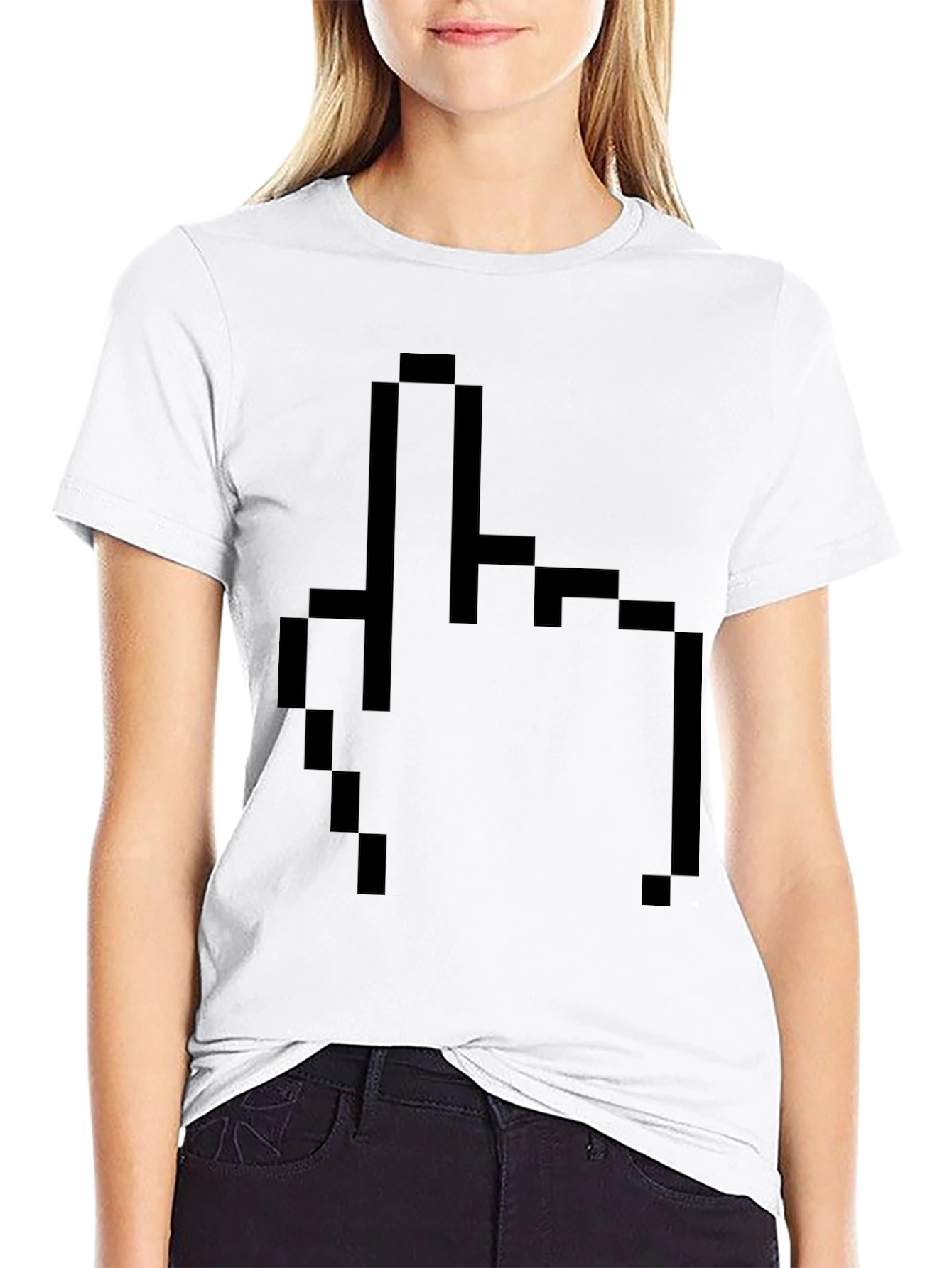 Pixel Middle Finger Black T-Shirt