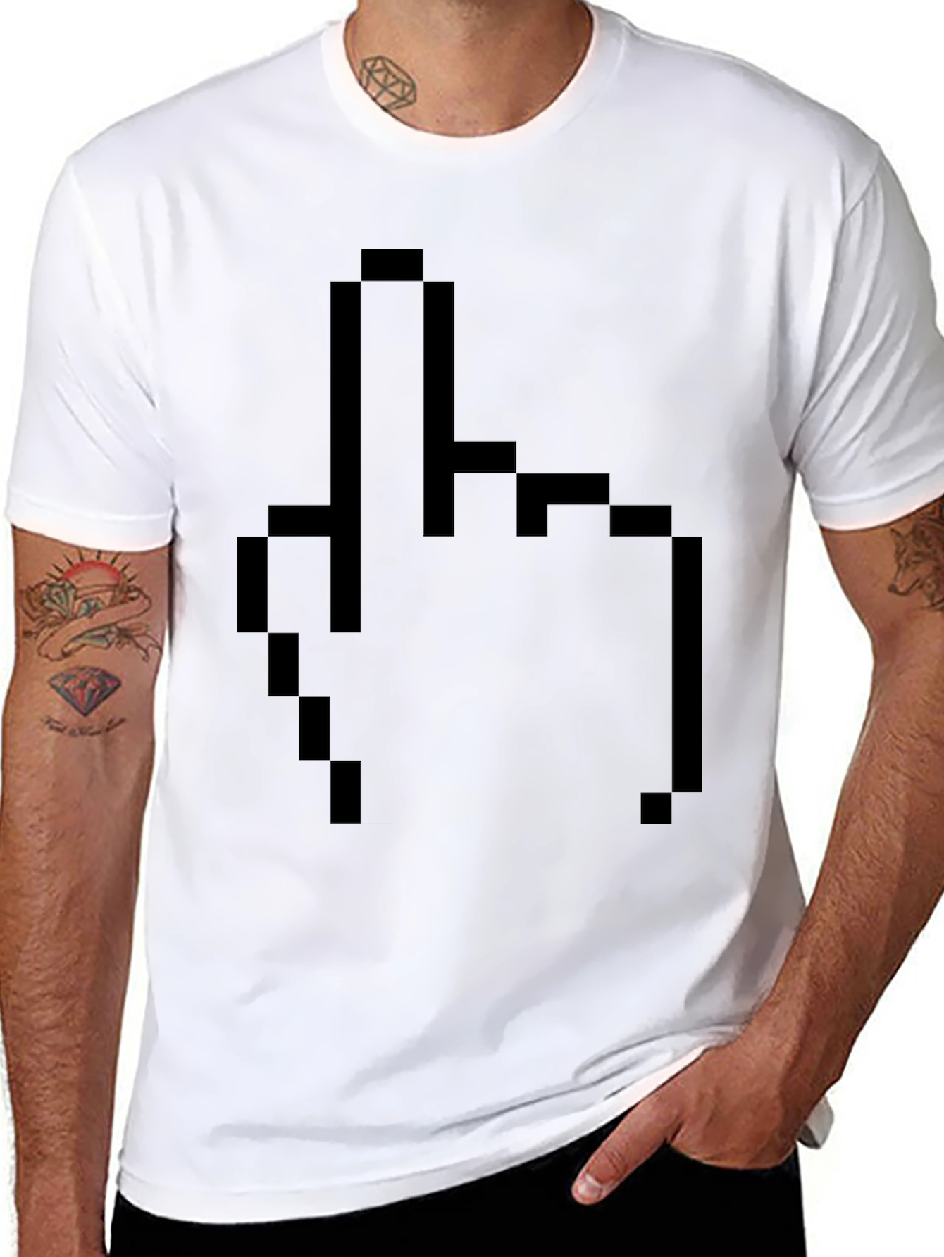 Pixel Middle Finger Black T-Shirt
