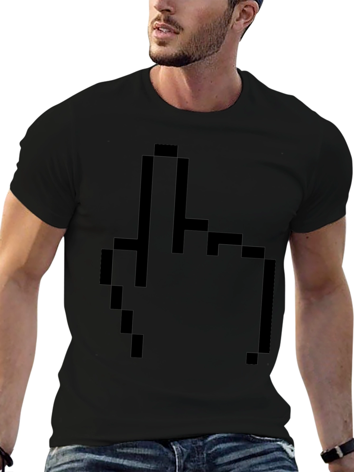 Pixel Middle Finger Black T-Shirt