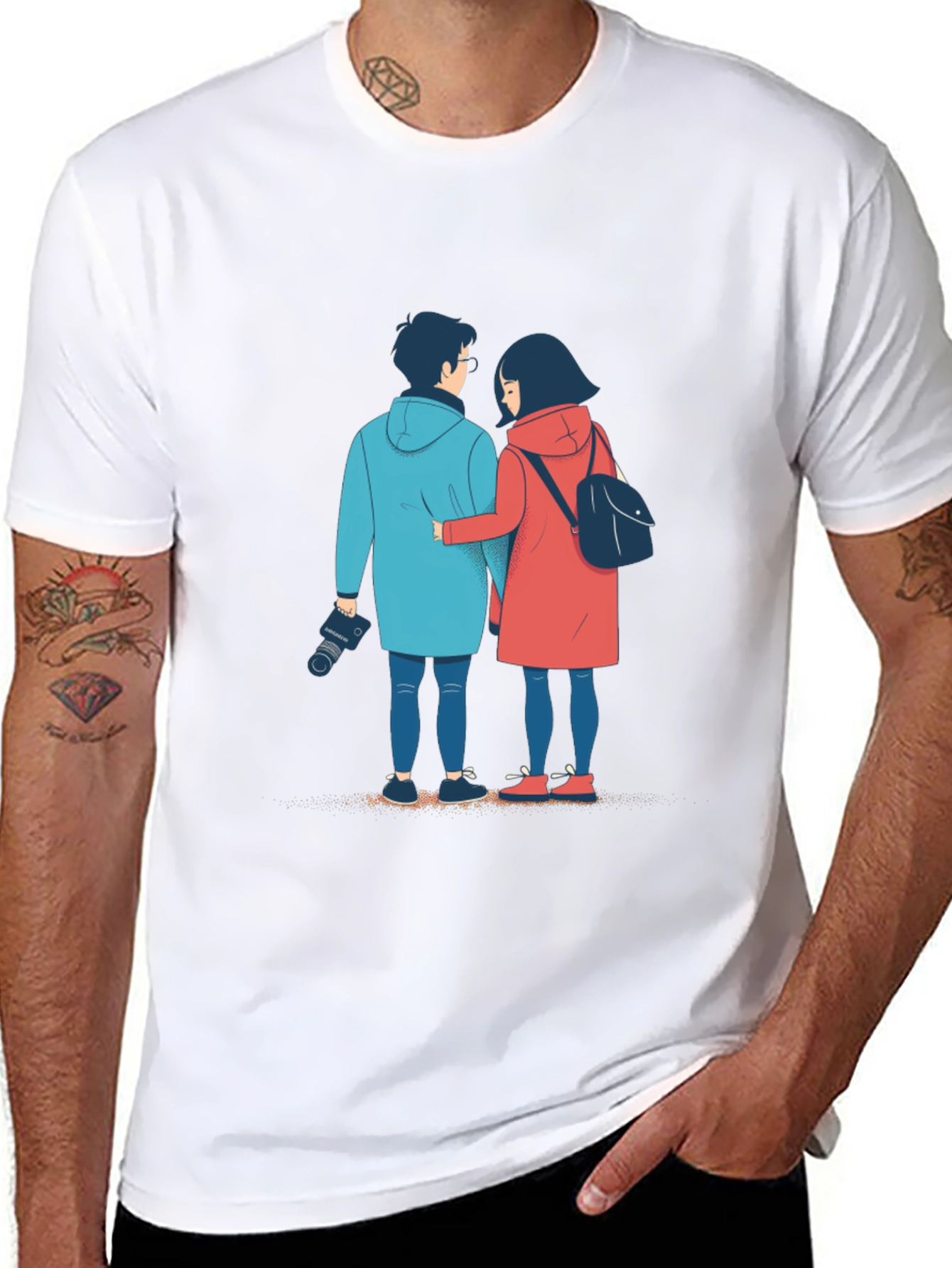 Couples Journey Black T-Shirt: Art Print