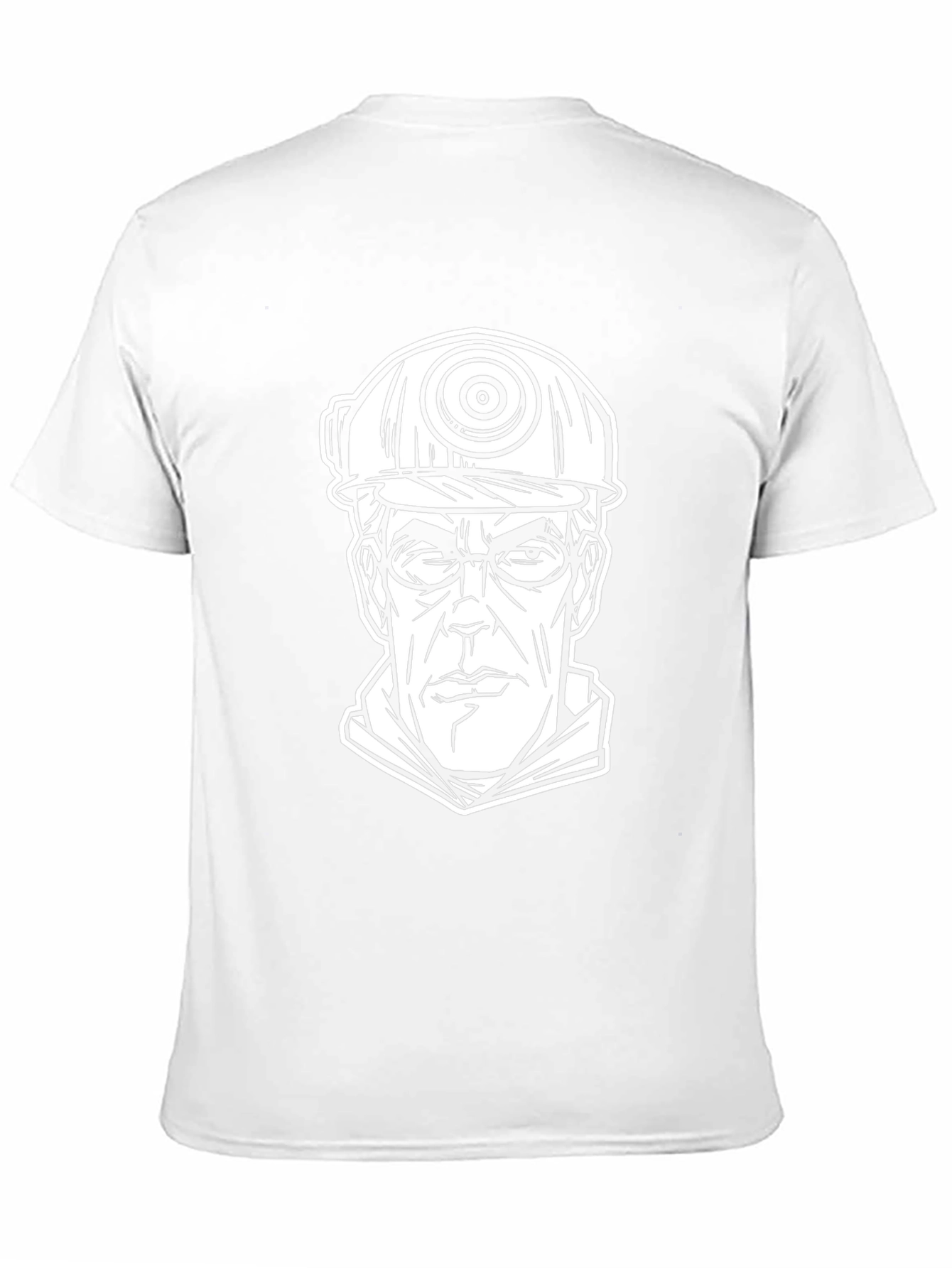 Cartoon Miner Graphic Tee - Black Cotton T-Shirt