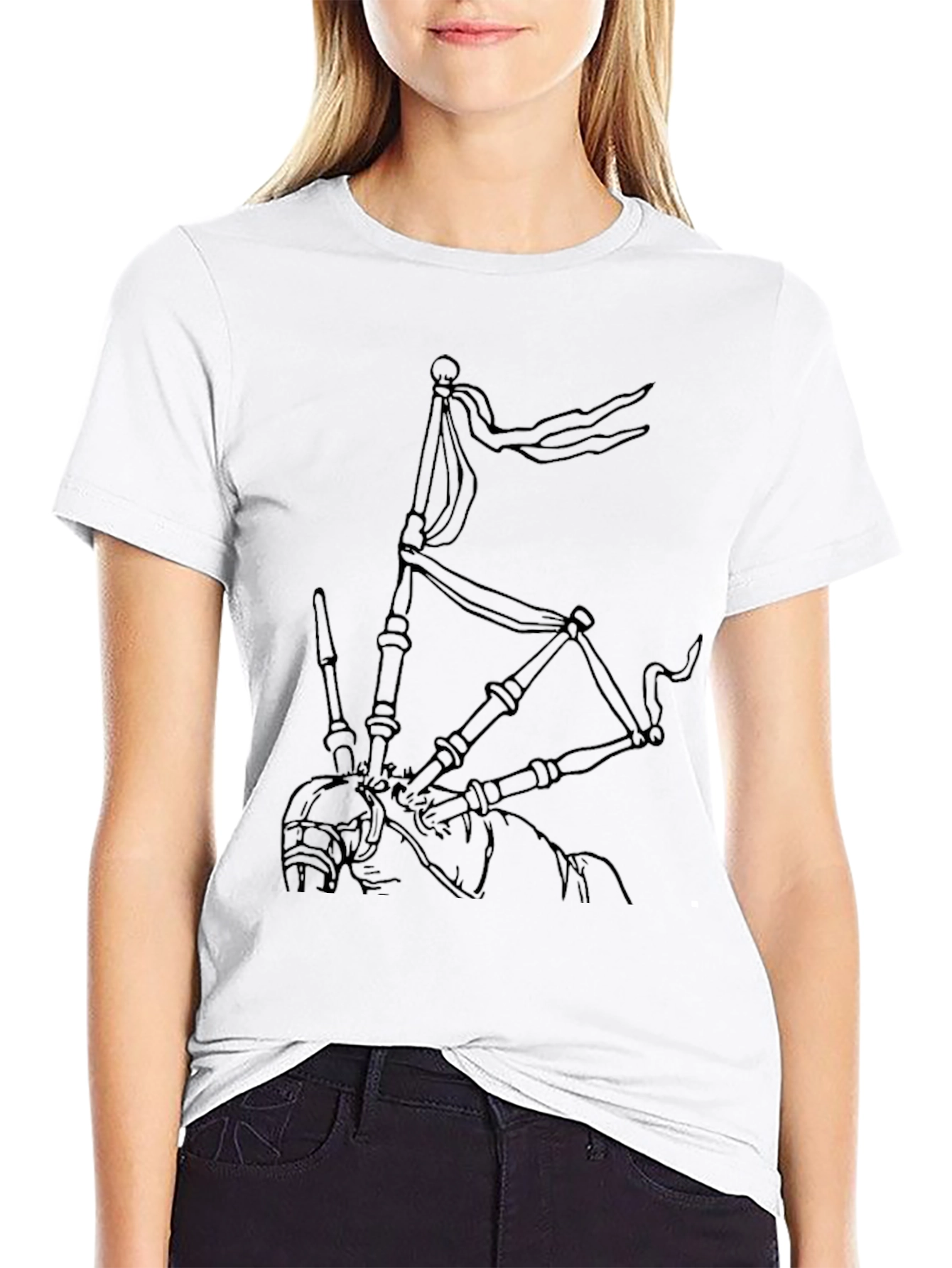 Bagpipe Graphic Tee - Black Cotton Comfort