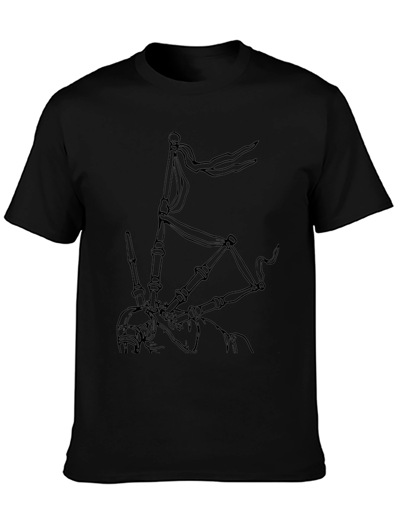 Bagpipe Graphic Tee - Black Cotton Comfort