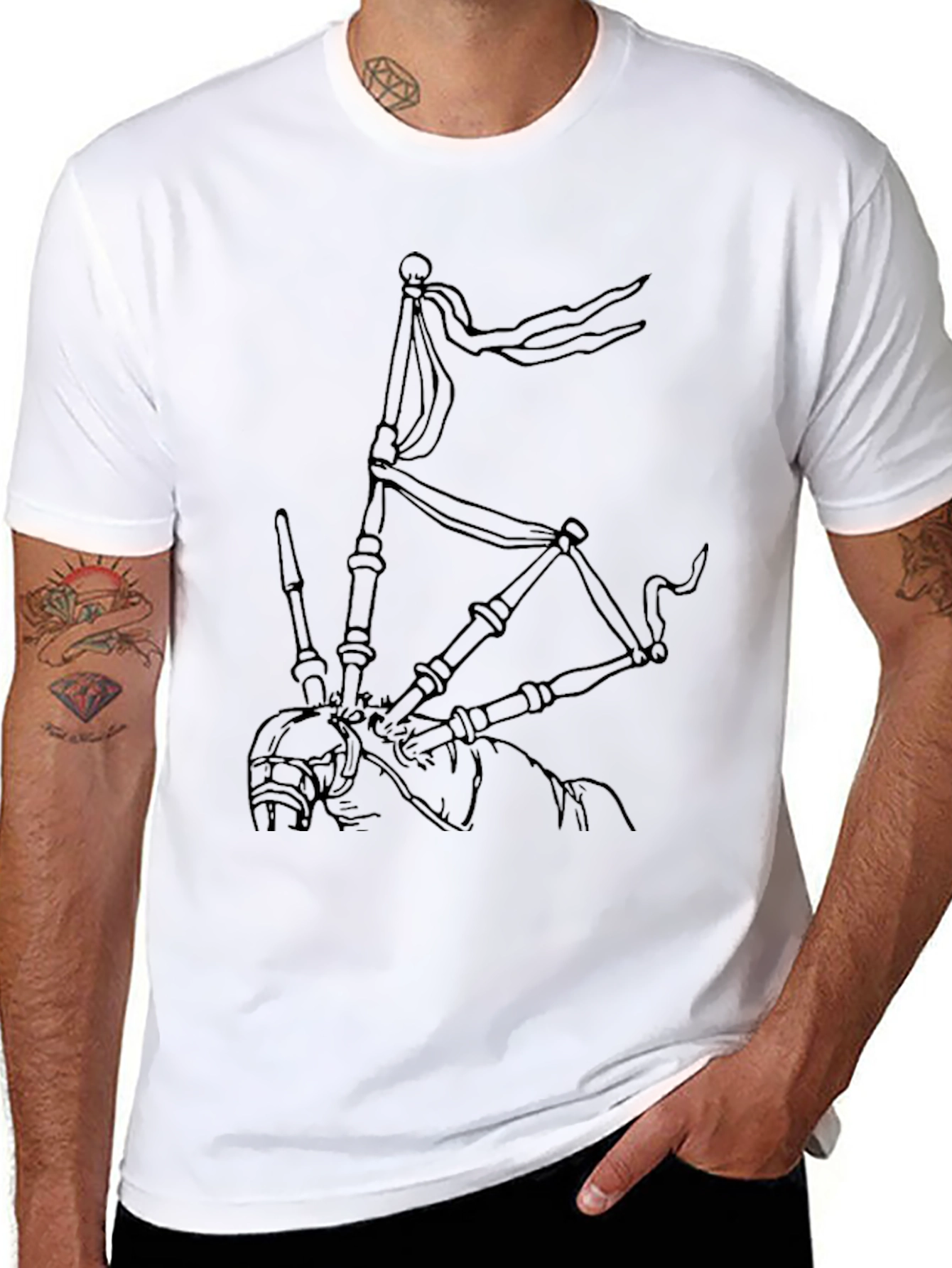 Bagpipe Graphic Tee - Black Cotton Comfort