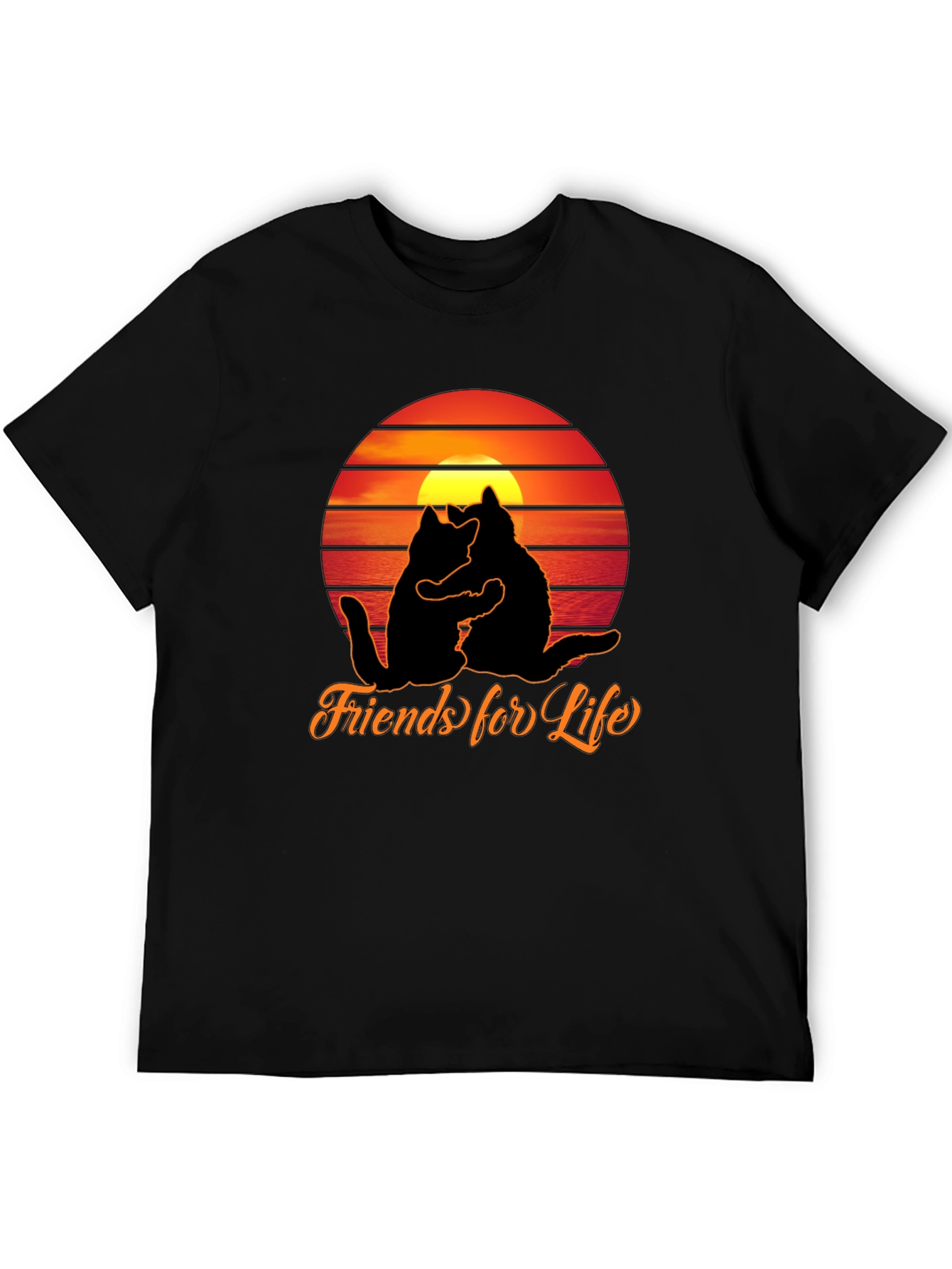 Friends For Life Cats Sunset Graphic T-Shirt