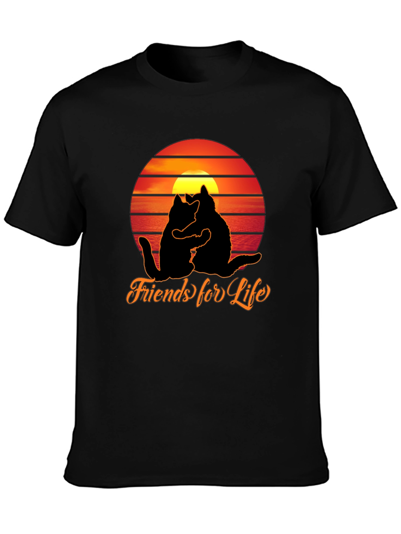 Friends For Life Cats Sunset Graphic T-Shirt