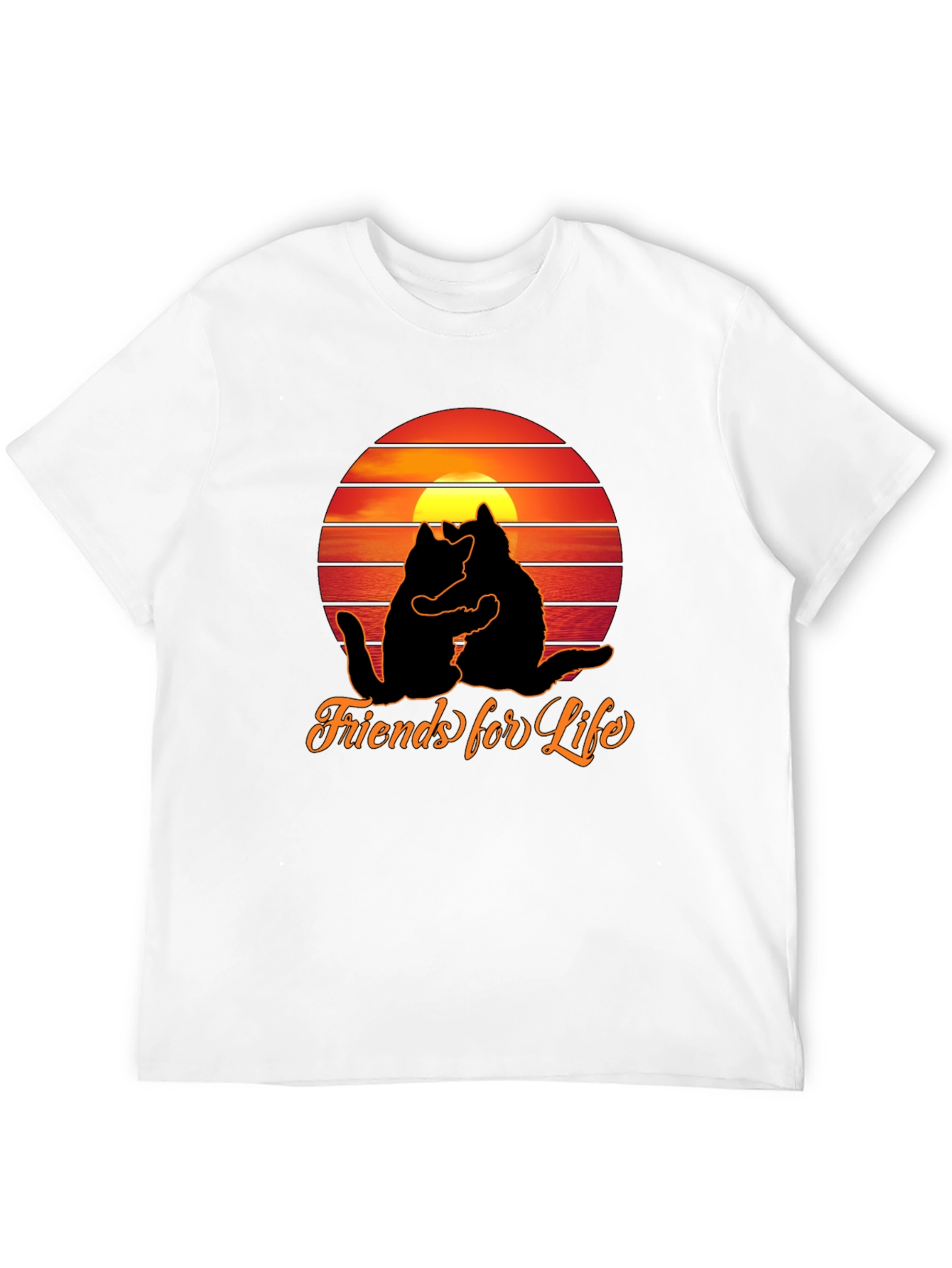 Friends For Life Cats Sunset Graphic T-Shirt