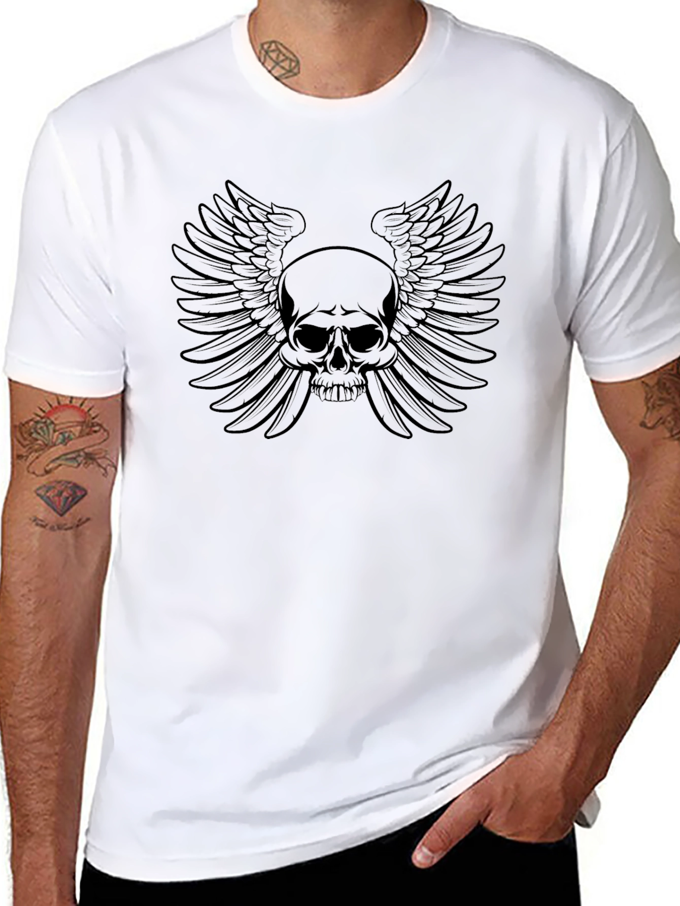 Skull Wings Graphic Tee - Mens Black T-Shirt