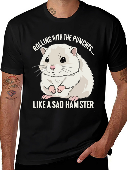 Sad Hamster Graphic T-Shirt - Rolling With The Punches