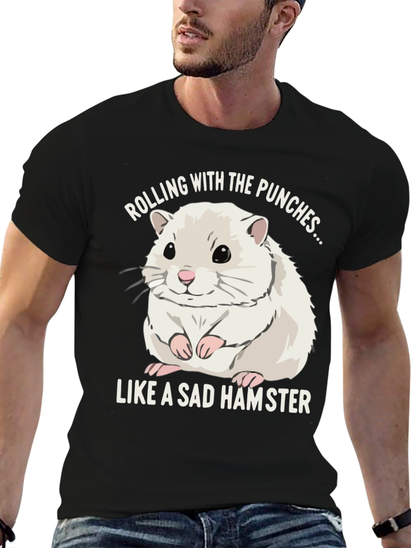 Sad Hamster Graphic T-Shirt - Rolling With The Punches